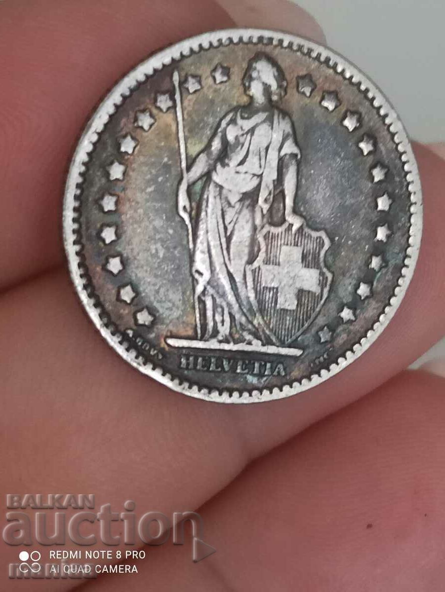 Доставка на 1 франк 1921 г сребро Швейцария Доставка на 1 франк 1921 г сребро Швейцария