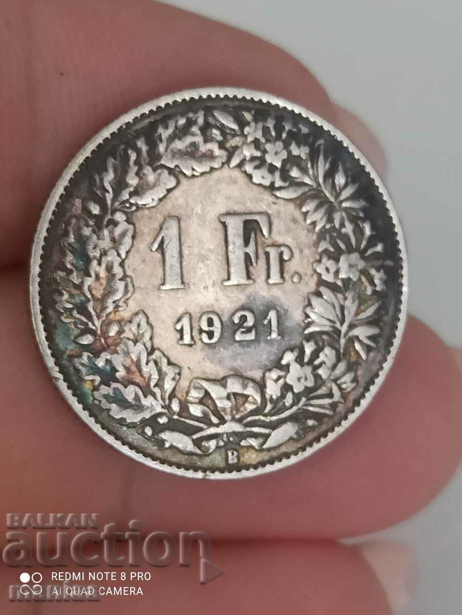 1 франк 1921 г сребро  Швейцария