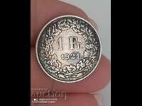 1 φράγκο 1921 ασήμι Ελβετία