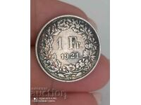 1 франк 1921 г сребро  Швейцария