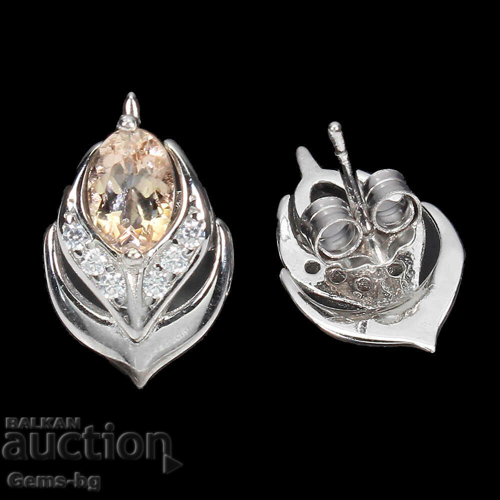 Pink morganite and zirconium earrings, with price 125.00 BGN | € 63.91