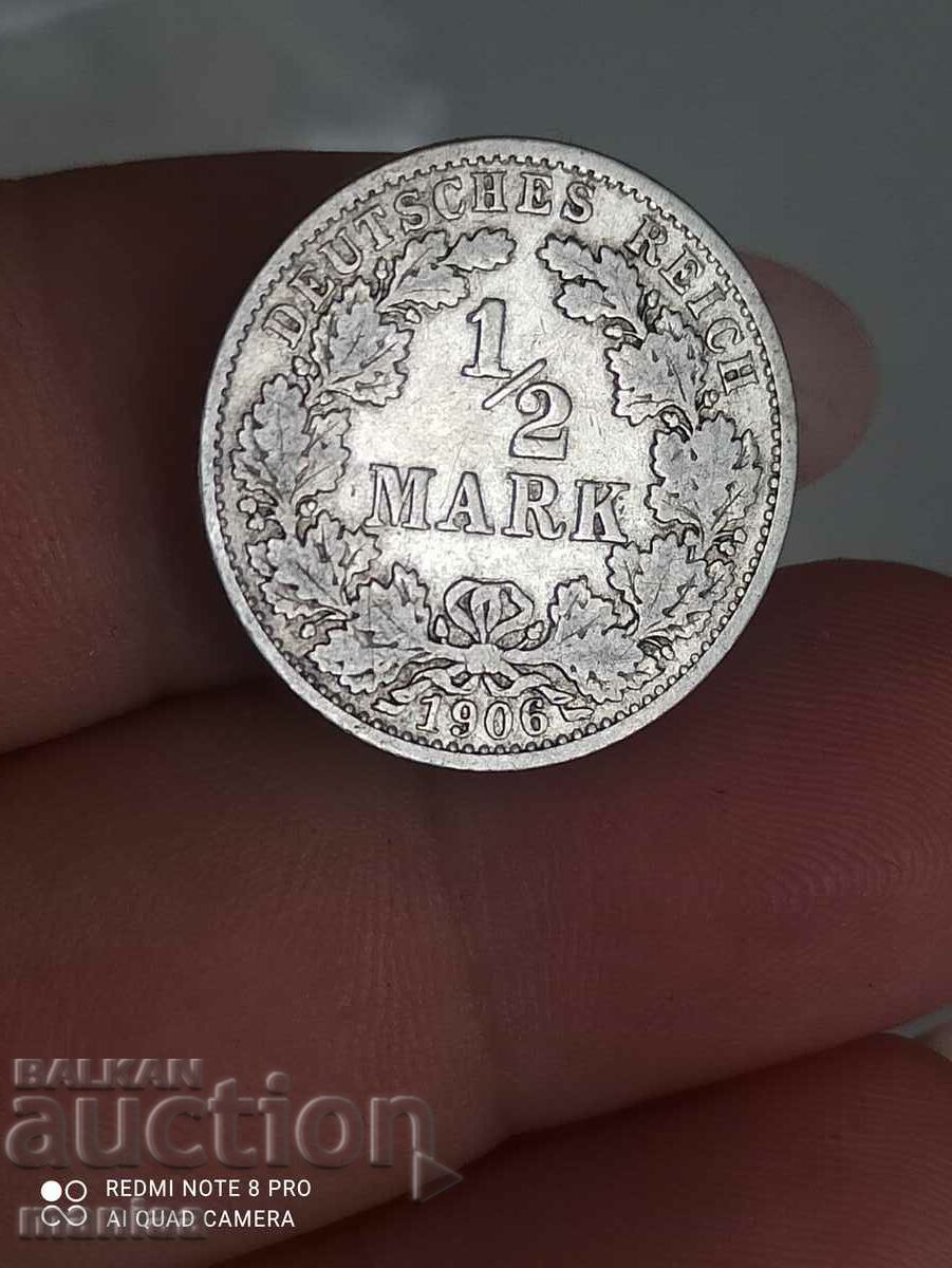 Δημοπρασία 1/2 Mark 1906 Γερμανία ασήμι Δημοπρασία 1/2 Mark 1906 Γερμανία ασήμι