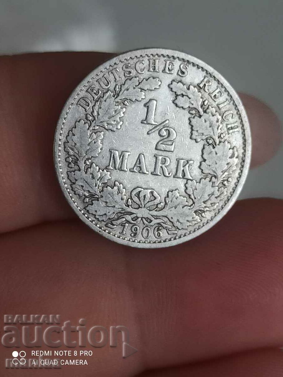 1/2 Mark 1906 Germania argint