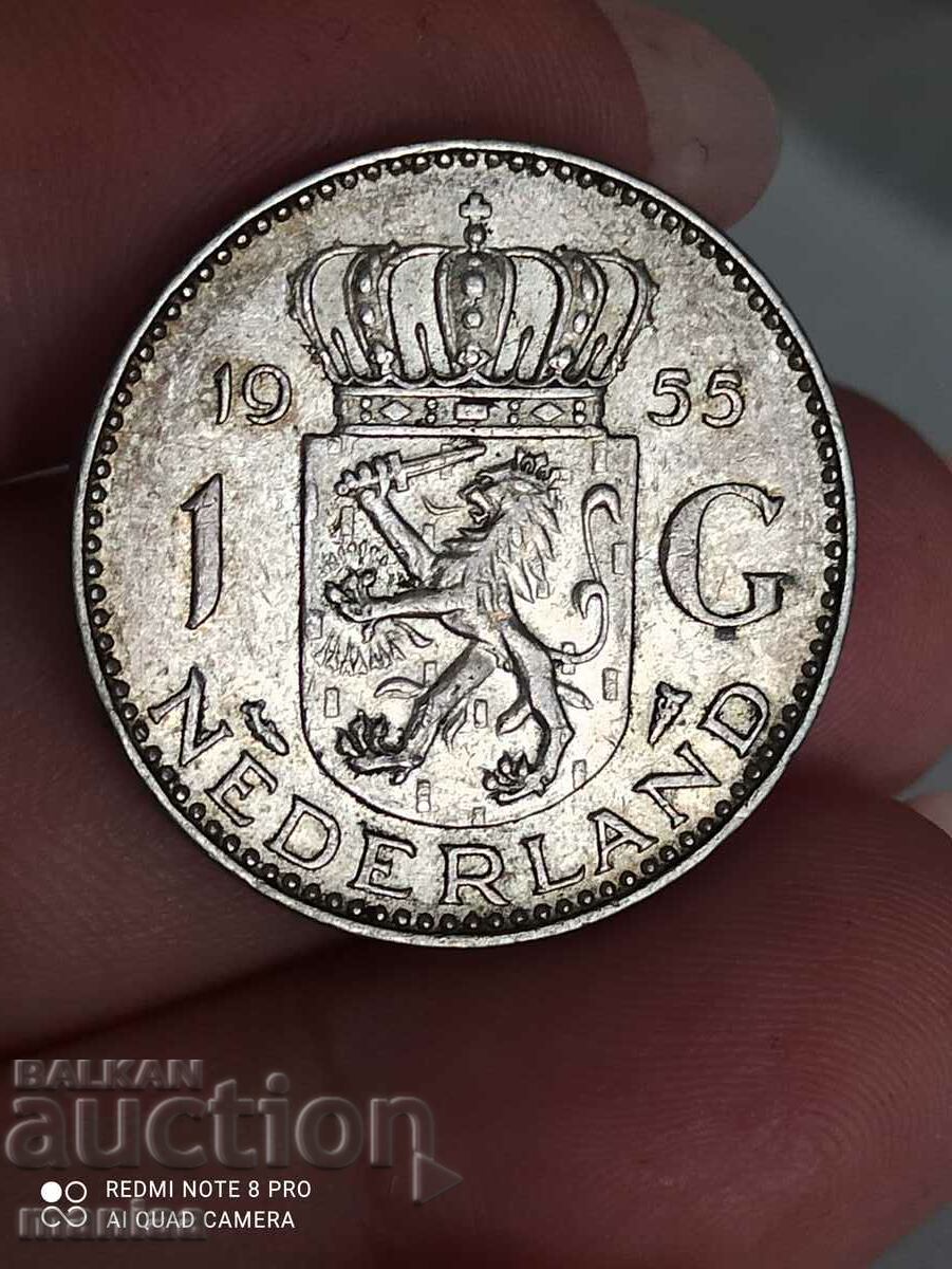 1 florin argint 1955 Olanda