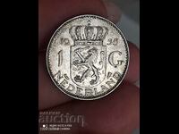 1 гулден 1955 г сребро Нидерландия