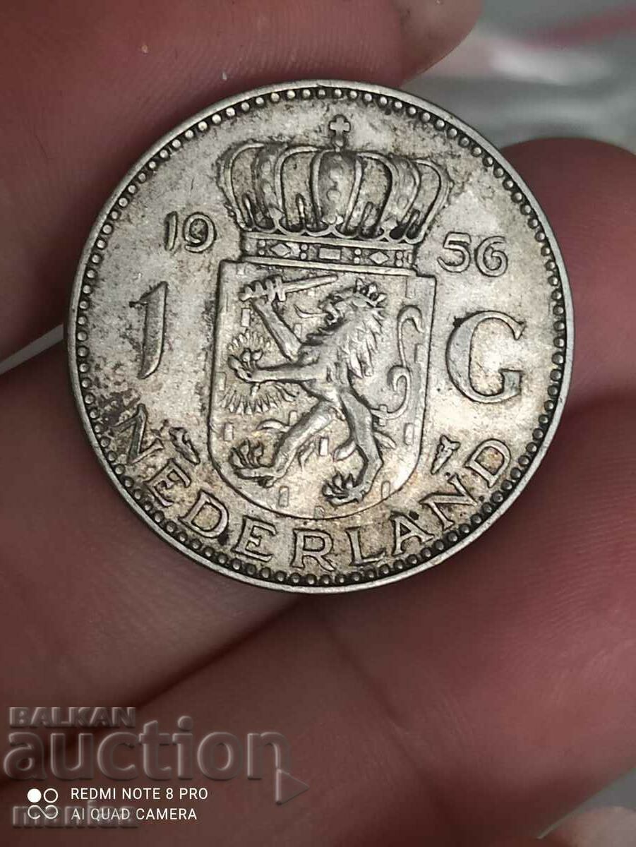 1 гулден 1956 г сребро Нидерландия