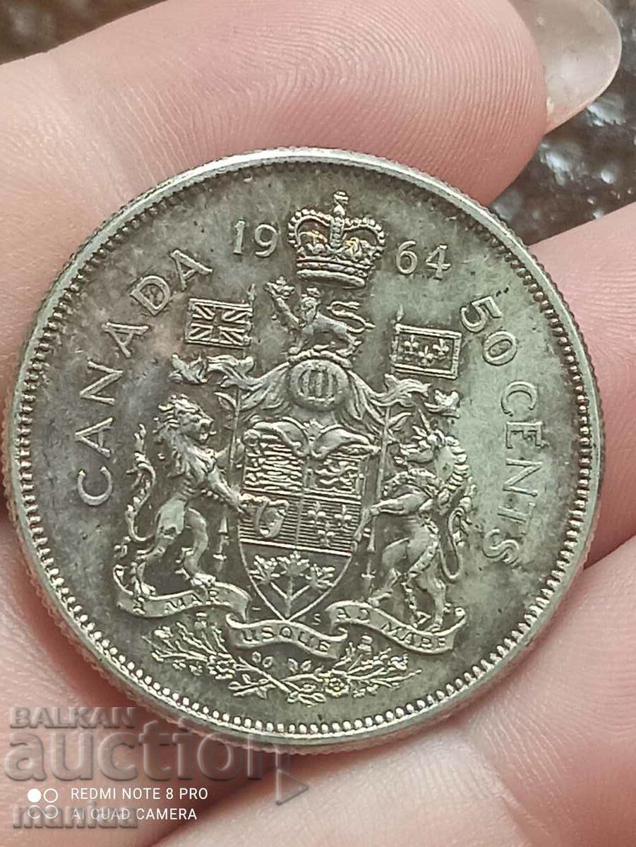 50 цента 1964 г Канада сребро