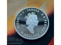 Юбилейна сребърна монета 15 Dollars - Elizabeth II Olympics;