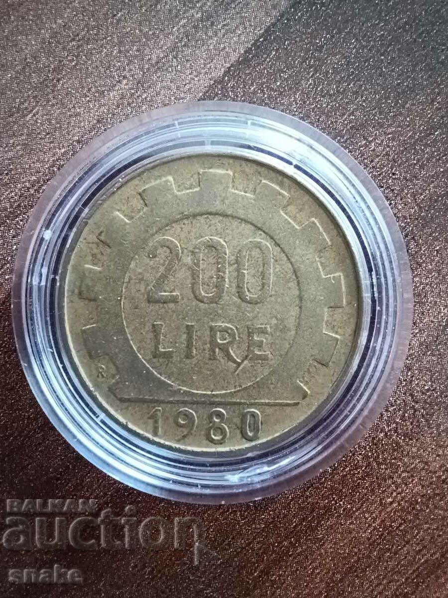 Италия 200 лири 1980г.