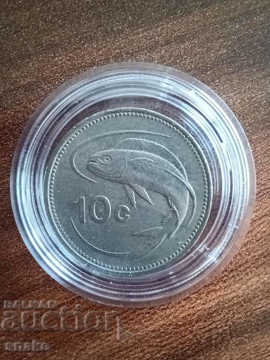 Malta 10 cents 1986