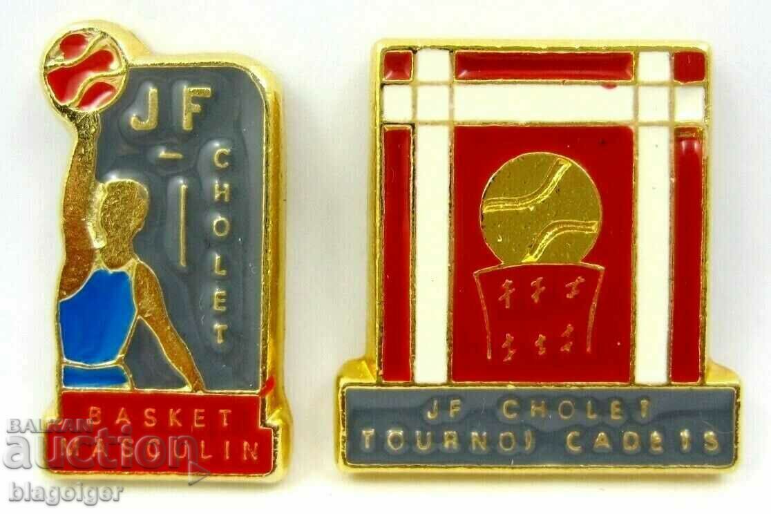 LOT OF 2 BADGES-MINI BASKETBALL-FRENCH-SPORTS
