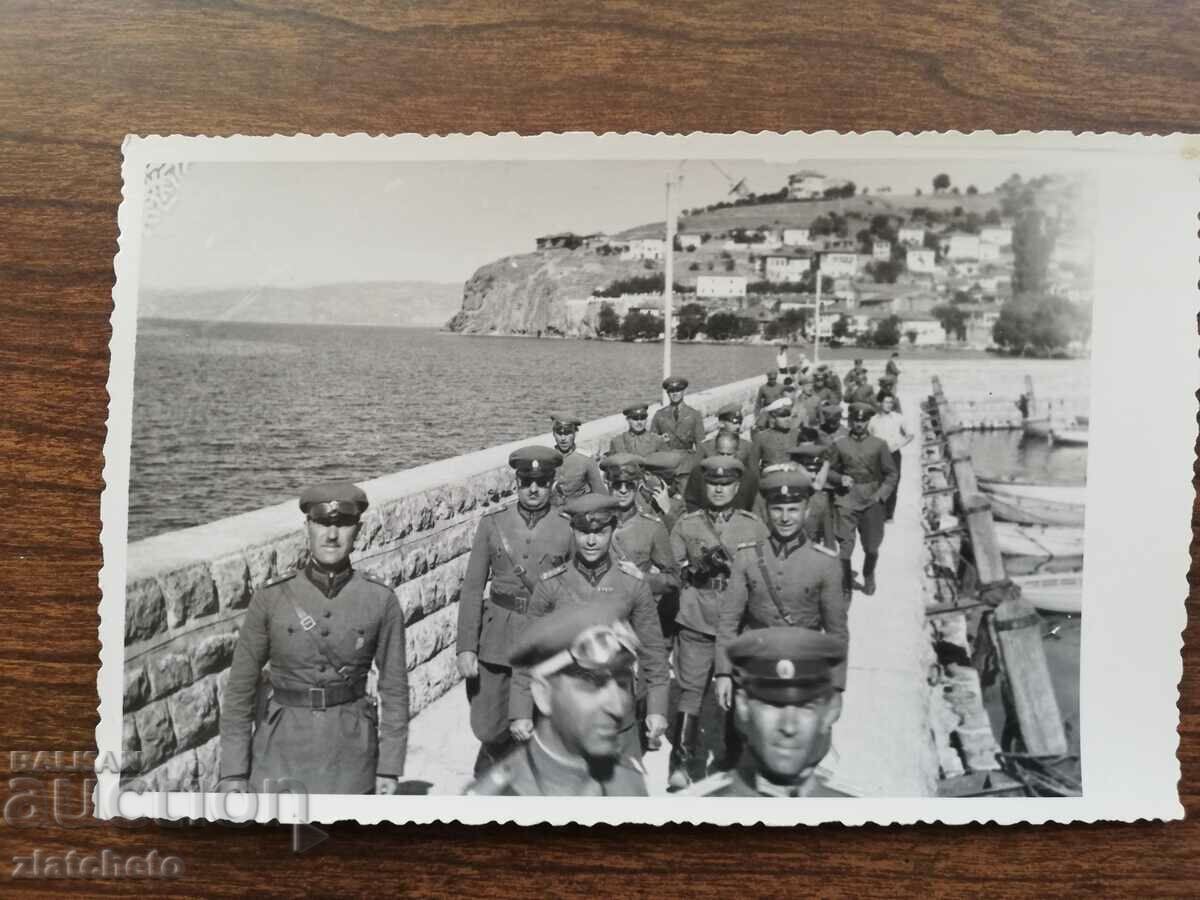 Old photo Kingdom of Bulgaria - soldiers in Ohrid
