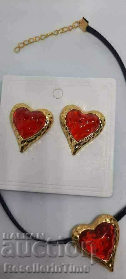 Auction New set of heart earrings and choker Auction New set of heart earrings and choker