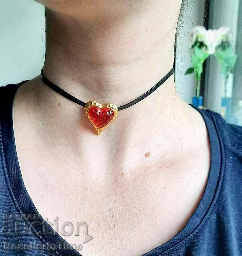 Livrarea Nou set de cercei cu inimă și choker