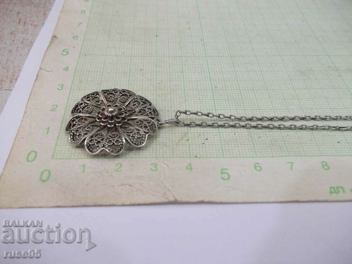 Auction Silver chain with filigree pendant - 7.33 g. Auction Silver chain with filigree pendant - 7.33 g.