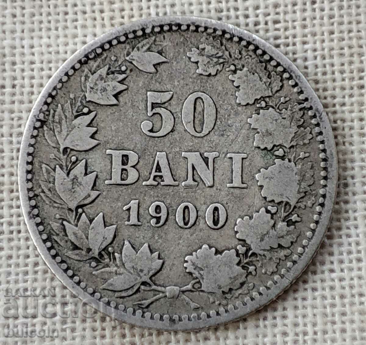 Сребърна монета 50 бани 1900 год./ крал Карол I