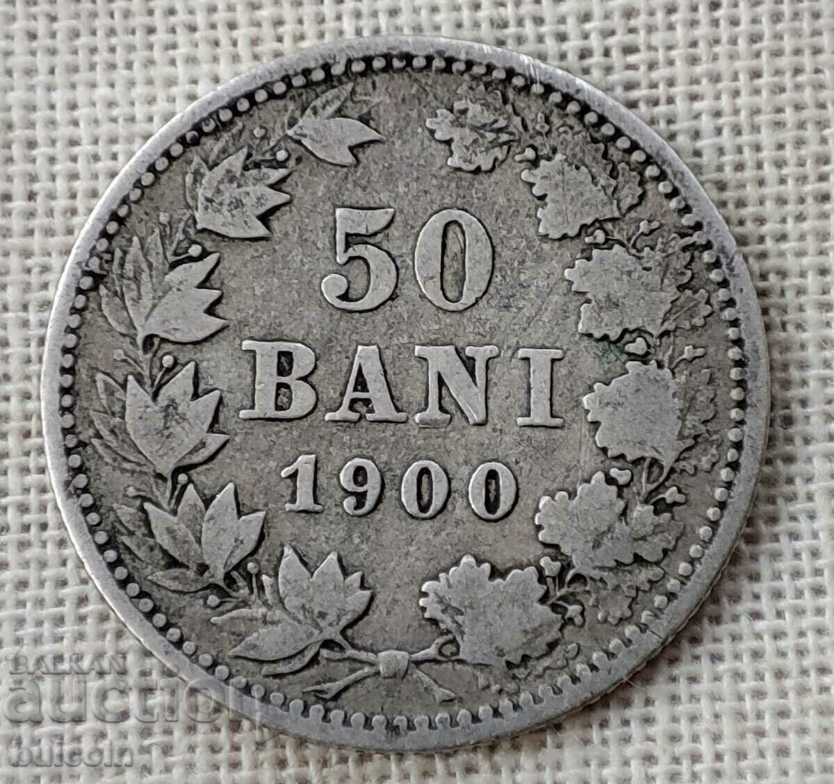 Moneda de argint 50 ban 1900/ Regele Carol I