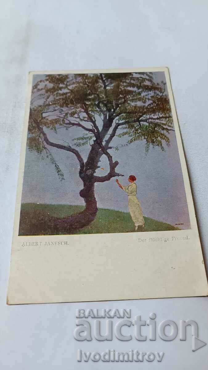Пощенска картичка Albert Janesch Der Fluchtige Freund 1920