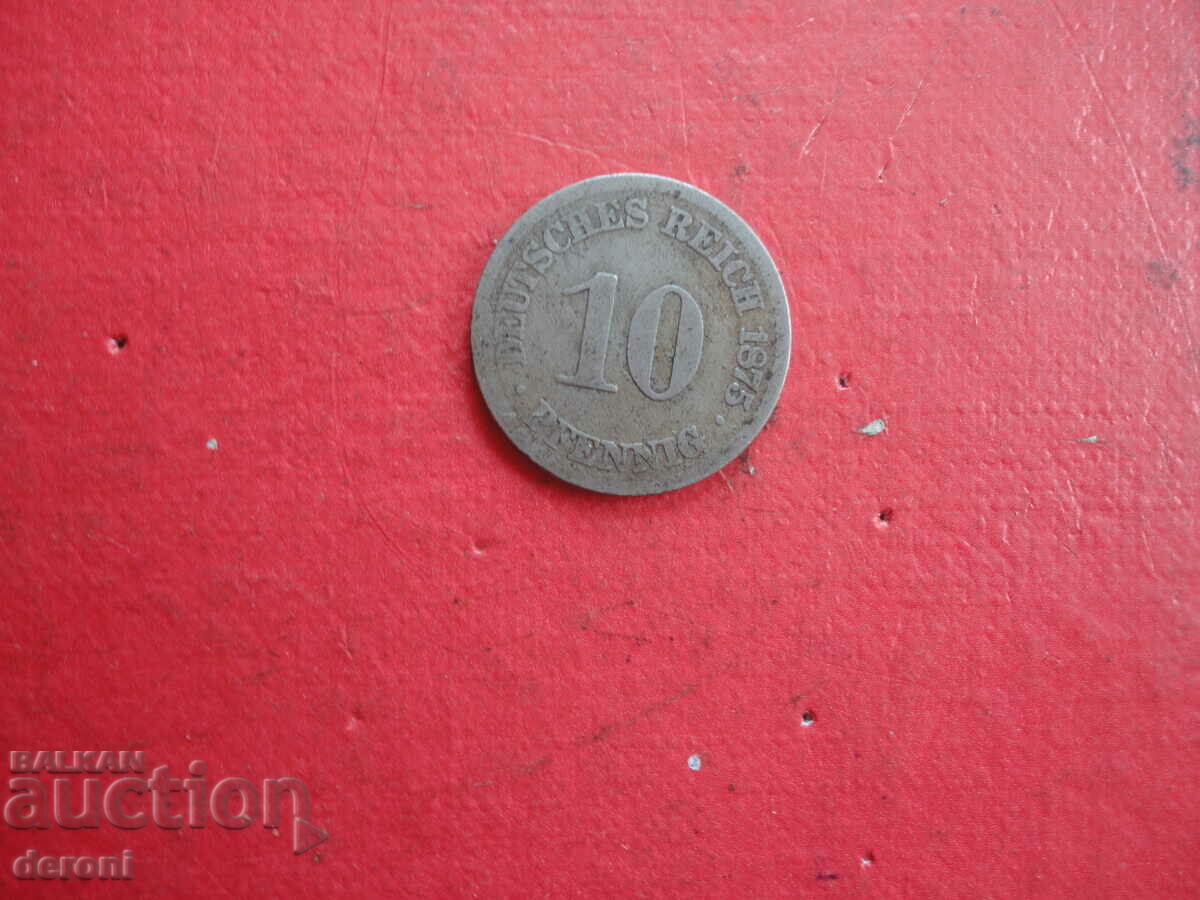 Auction 10 pfenning 1875 old coin Germany Auction 10 pfenning 1875 old coin Germany