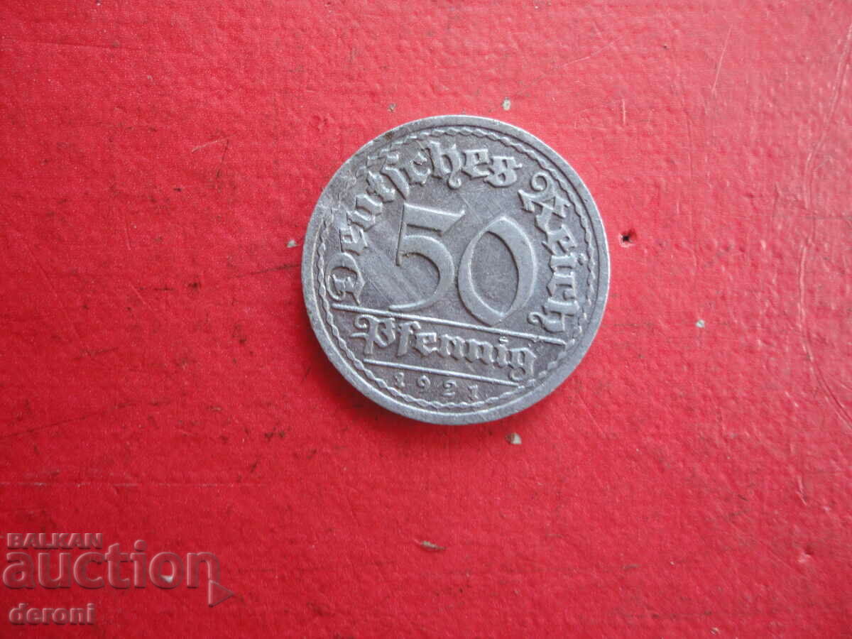 Auction 50 pfenning 1921 old coin Germany Auction 50 pfenning 1921 old coin Germany