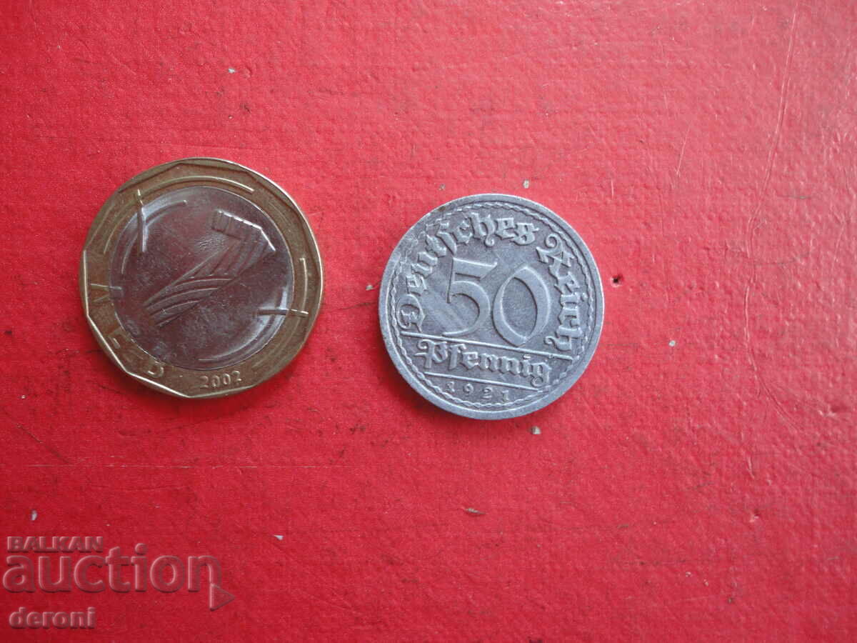 Moneda veche de 50 pfenning din 1921 Germania