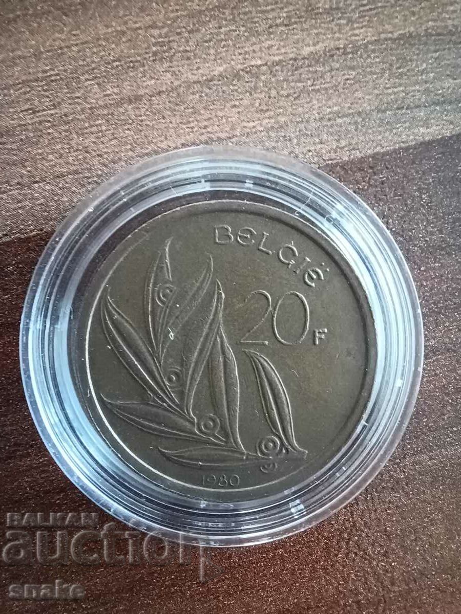 Belgia 20 de franci 1980