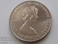 юбилейна монетa остров Възнесение / Асенсион 25 пенса 1981