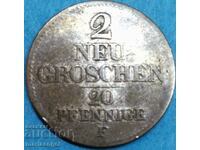 Саксония 2 нови гроша 20 пфенига 1856 Германия сребро