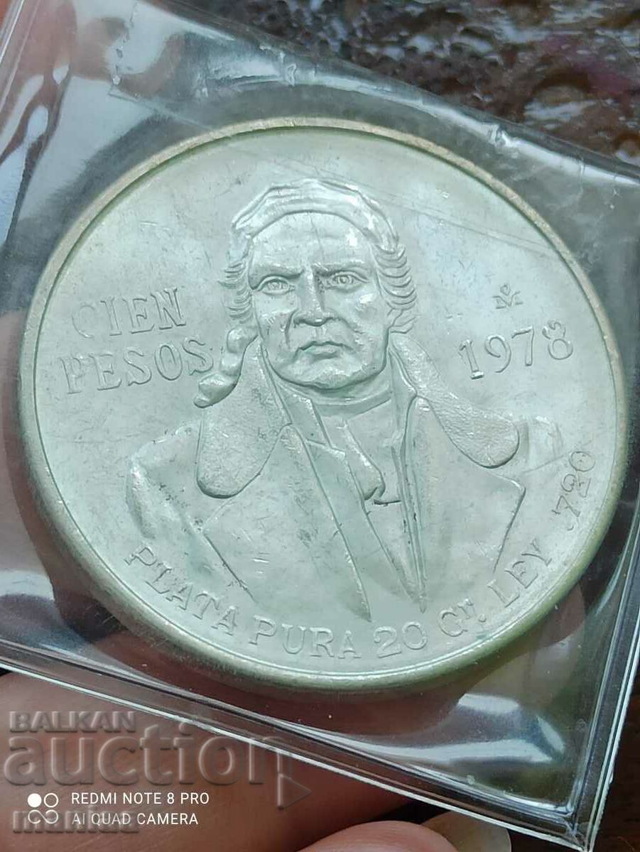 100 Pesos 1978 Mexic Argint
