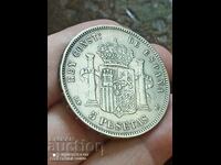5 pesetas 1878 silver