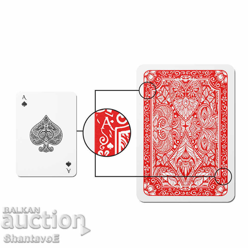 Marked playing cards with signs on the back
