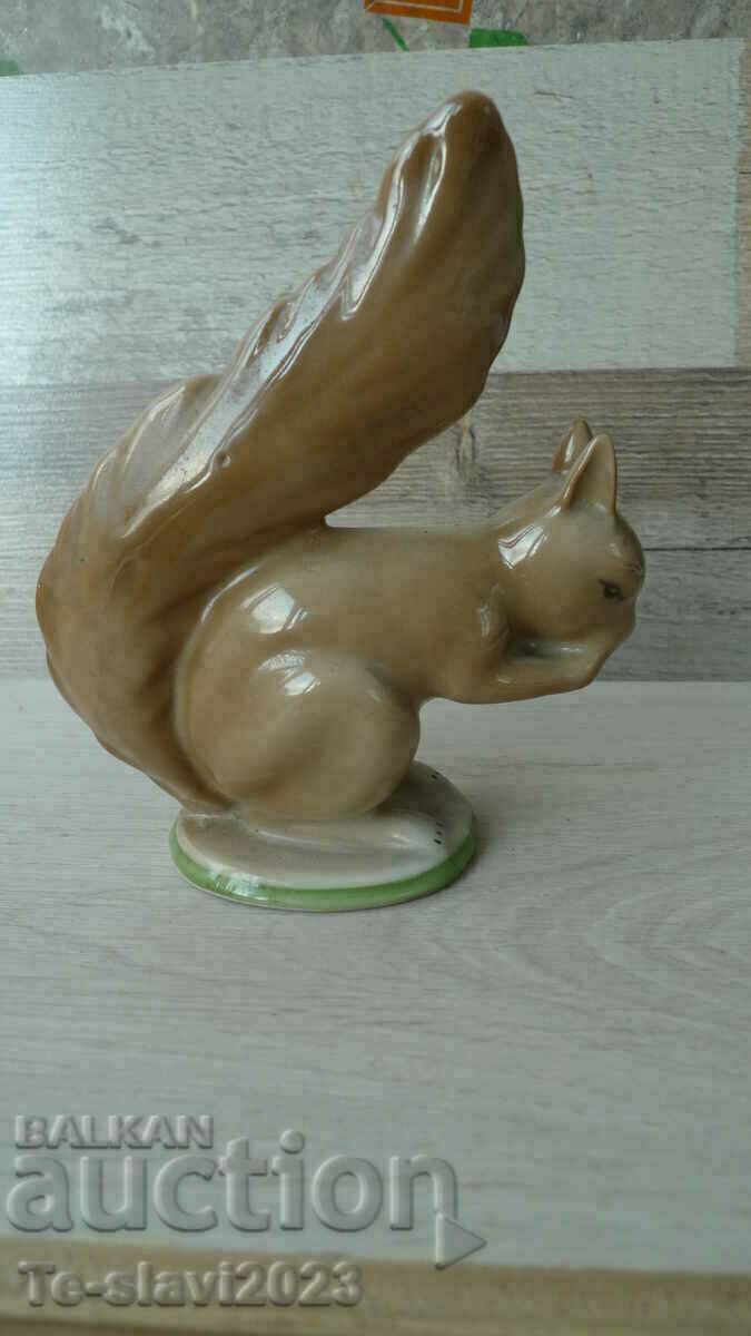 Old Bulgarian porcelain figurine of SQUIRREL