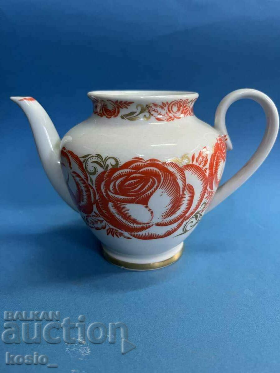 Стар съветски порцеланов чайник ЛФЗ