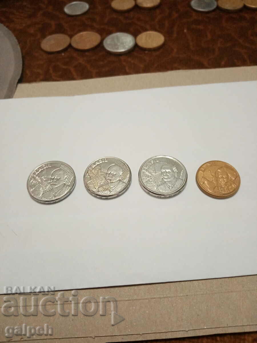 БРАЗИЛИЯ ЛОТ МОНЕТИ 2002,3,4,5 г.- 4 бр. - 3,50 лв. с цена 3.50 лв. | € 1.79 БРАЗИЛИЯ ЛОТ МОНЕТИ 2002,3,4,5 г.- 4 бр. - 3,50 лв. с цена 3.50 лв. | € 1.79