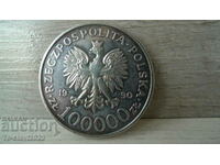 Silver coin 100000 Zloty - 1990 - Poland
