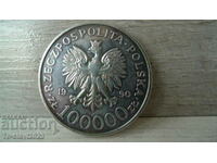 Silver coin 100000 Zloty - 1990 - Poland