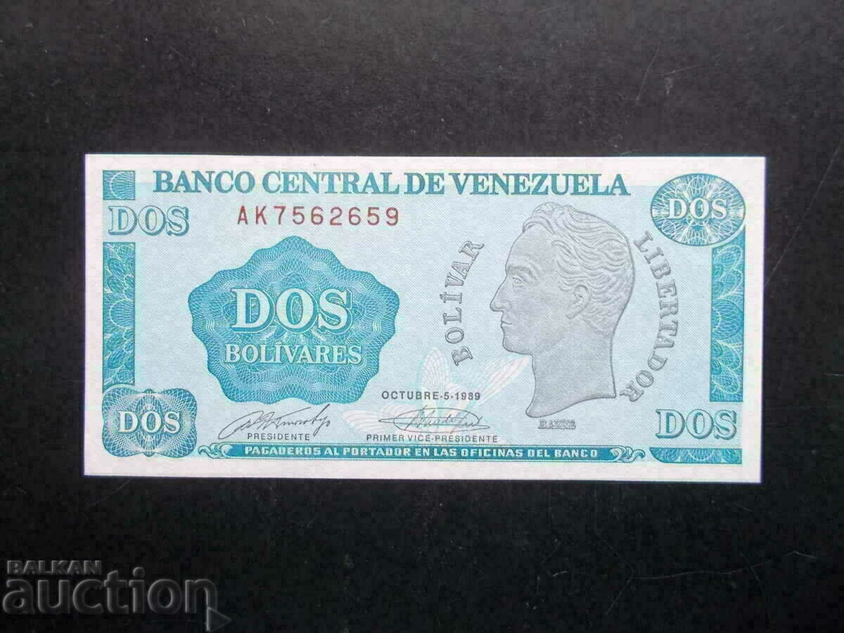 VENEZUELA, 2 bolivari, 1989, UNC