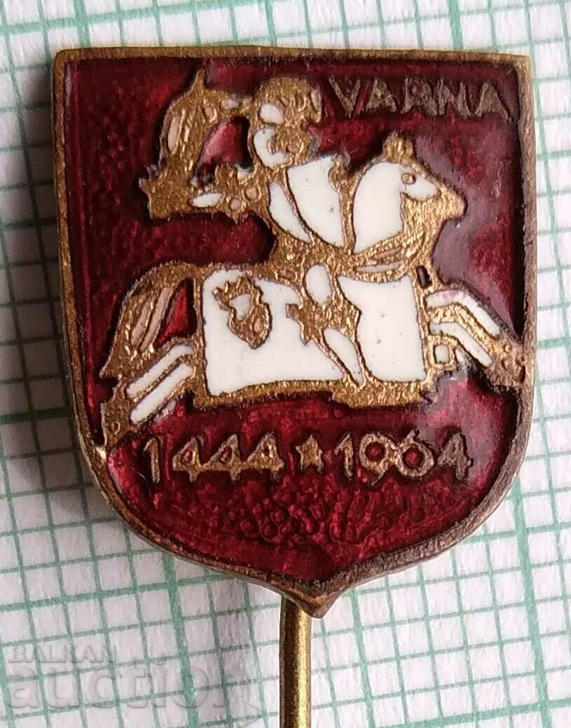 13571 Badge - coat of arms of Varna from 1964 - bronze enamel