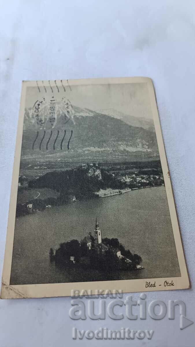 Пощенска картичка Bled Otok 1942