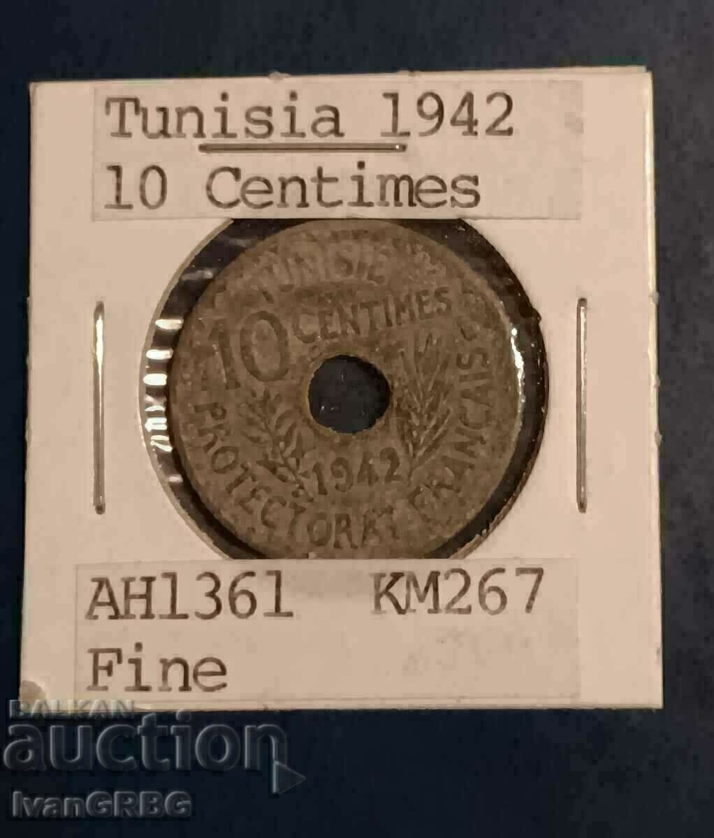 Τυνησία 10 εκατοστά 1942 Ψευδάργυρος