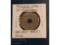 Тунис 10 сантима 1942 Цинк
