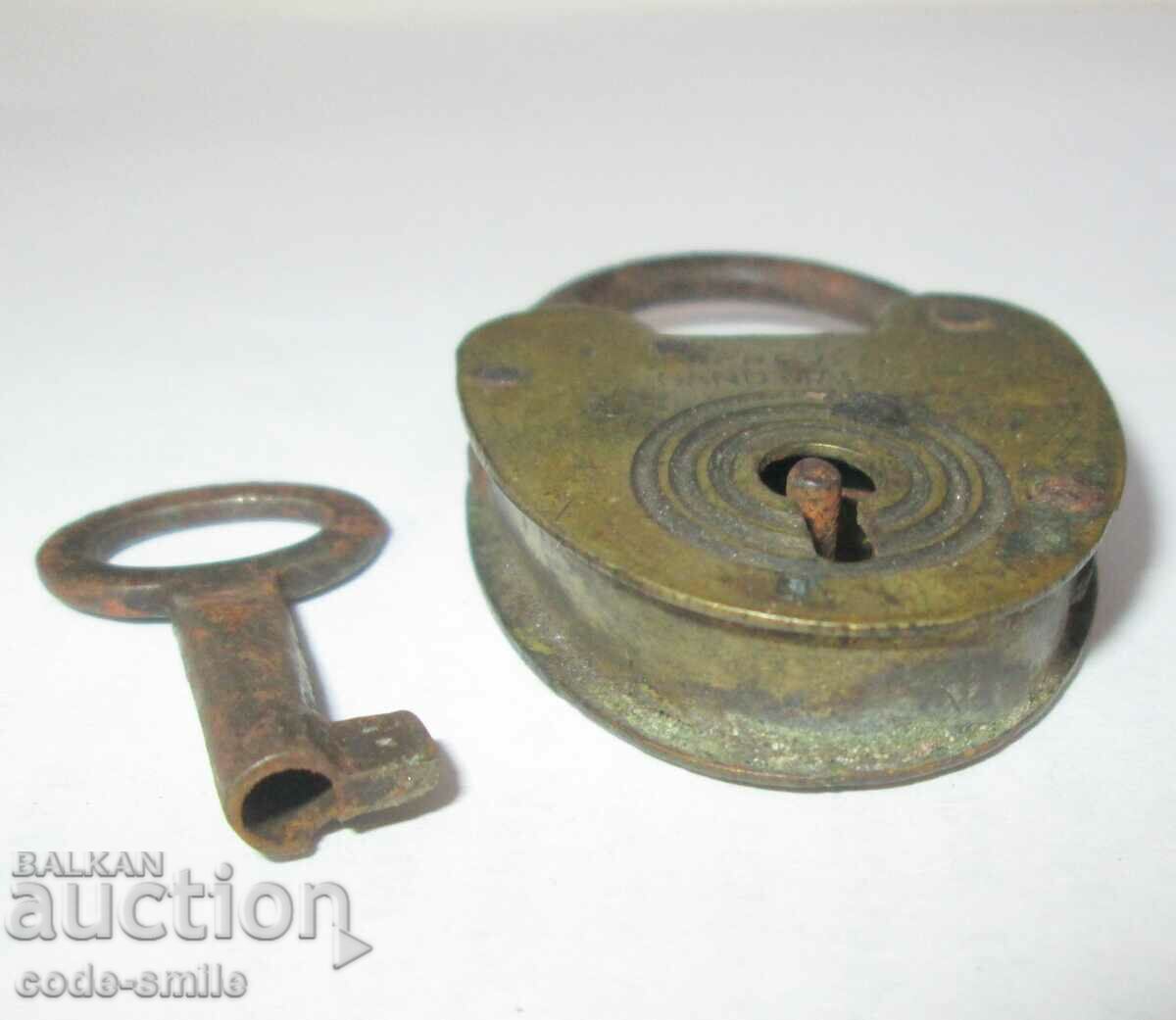 Delivery of Old antique bronze padlock with key 19th century handmade