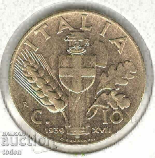 +Italy-10 Centesimi-1939 R-KM# 74a-Vittorio Emanuele III