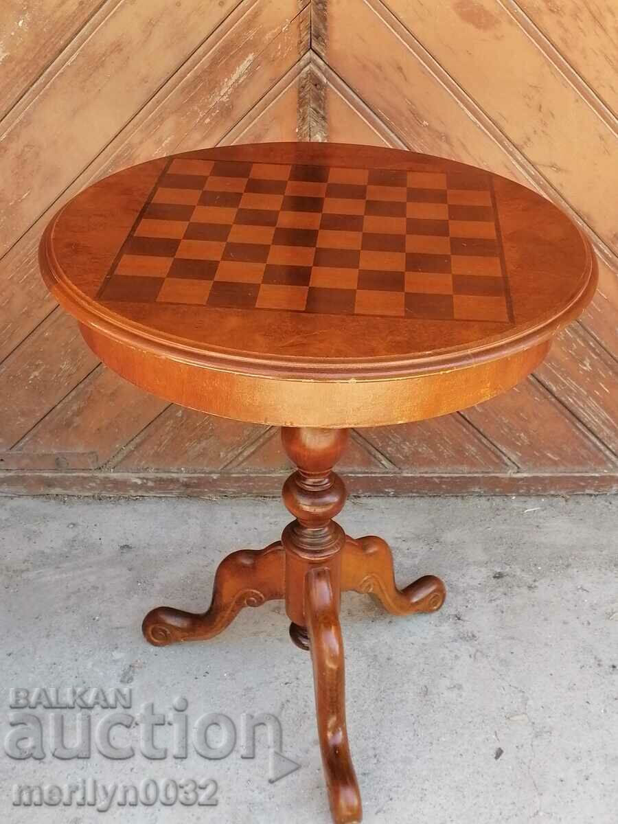 Old inlaid chess table