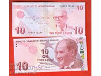 TURKEY TURKEY 10 Lira Issue 2009 - 2023 SERIES F NEW UNC