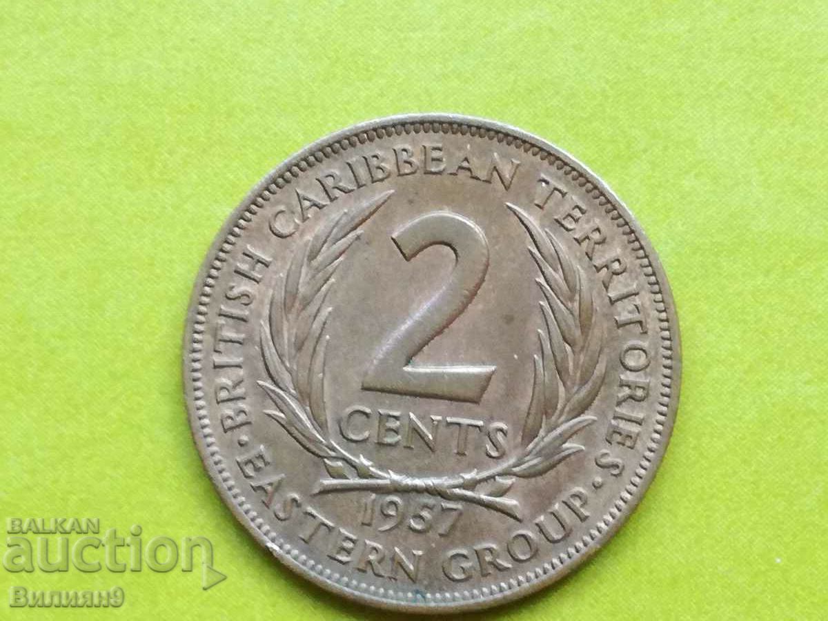 2 cenți 1957 Caraibe de Est britanice