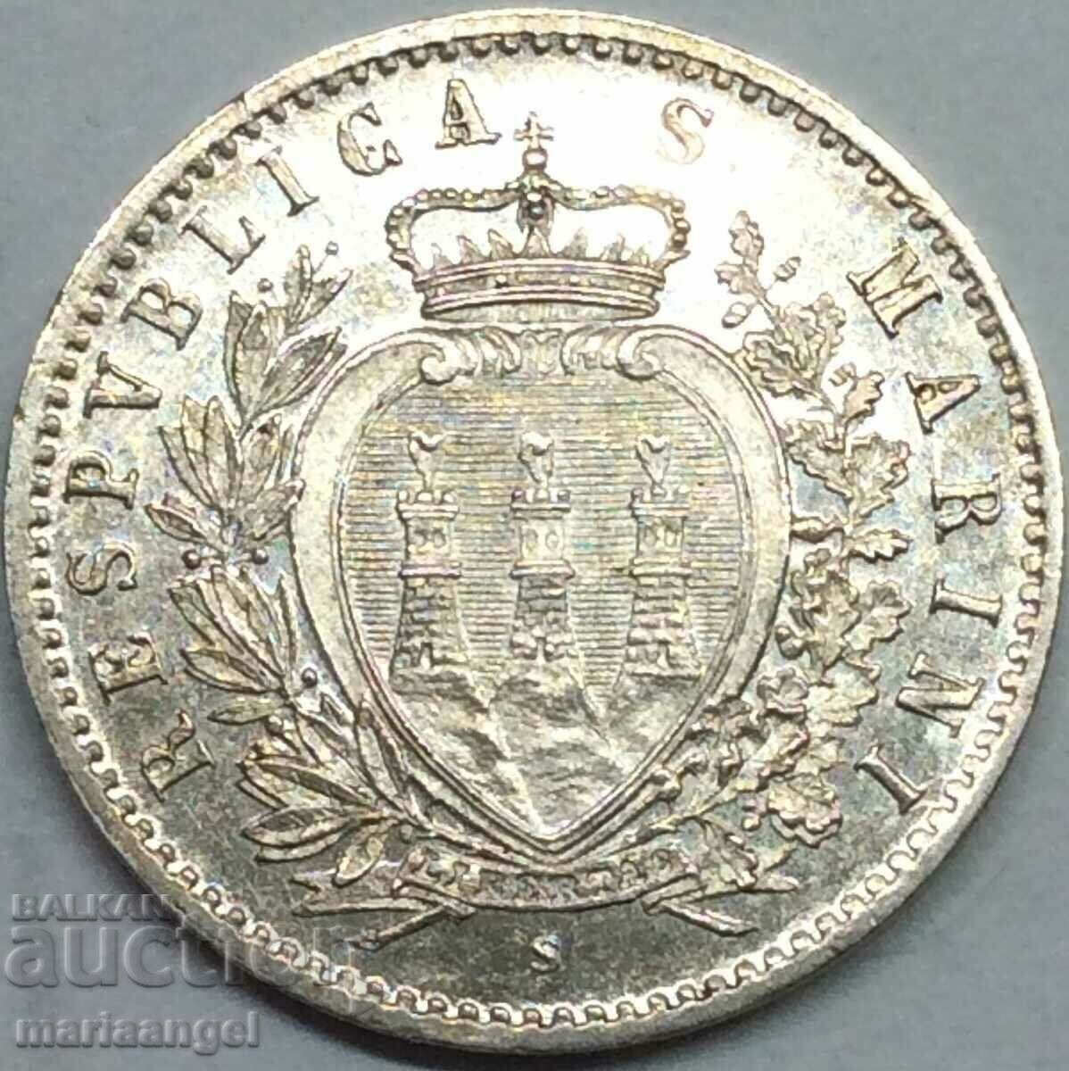50 centesimi 1898 San Marino UNC Ασήμι σαν ΑΠΟΔΕΙΞΗ