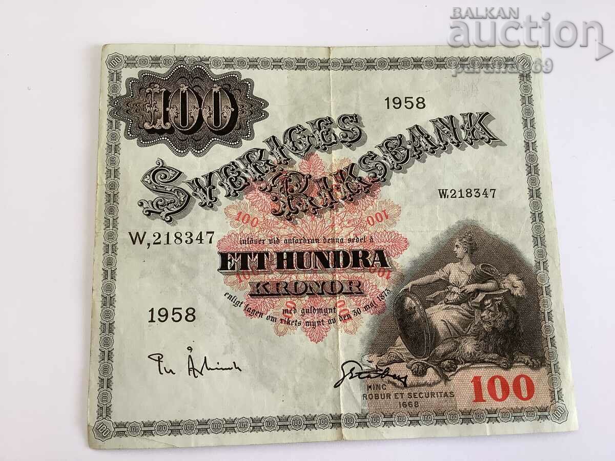 Suedia 100 de coroane 1958