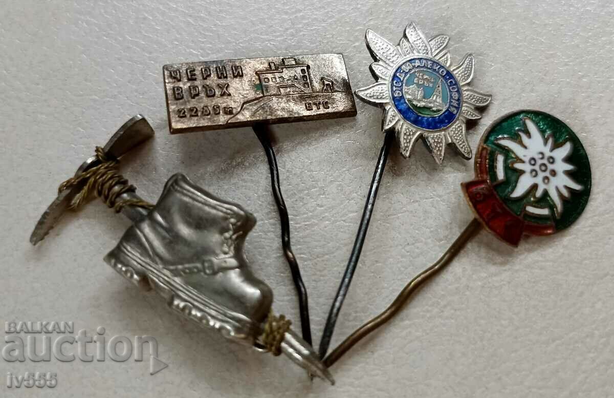 FOR SALE LOT OF 4 OLD BULGARIAN BADGES BTS - TOURIST/ALPINIST