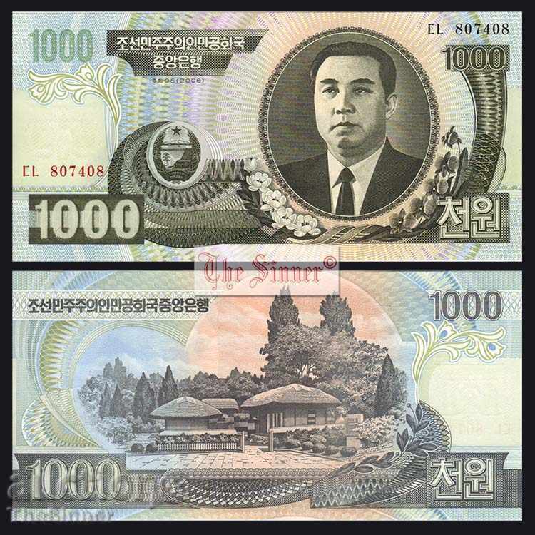 NORTH KOREA 1000 Won NORTH KOREA 1000 Won, P45b, 2006 UNC